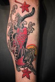 calf painted tattoo cat squid tattoo pattern