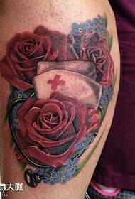 Leg Rose Tattoo Tatt ስርዓተ ጥለት