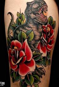 leg dinosaur rose tattoo pattern