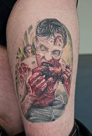 Patrón de tatuaje de zombies sanguinarios nas pernas