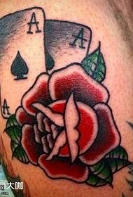 Bein Rose Poker Tattoo Muster