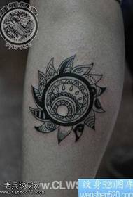 leg beautiful totem sun tattoo pattern