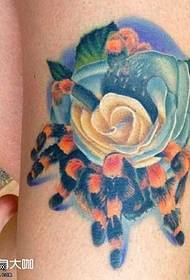 leg spider rose tattoo pattern