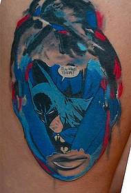 Leg Color Batman Theme Tattoo Pattern