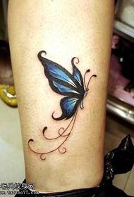 leg blue butterfly tattoo pattern