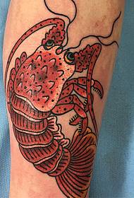 patrón de tatuaje de langosta roja de ternera grande