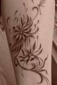 Leg Lotus Vine Tattoo Pattern