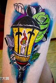 Leg Oil Lamp Tattoo Pattern