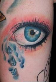 color realistic 3d big eyes tattoo pattern