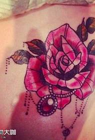 leg pink rose tattoo pattern