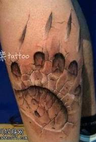 leg stone cracking effect bear paw print tattoo Pattern