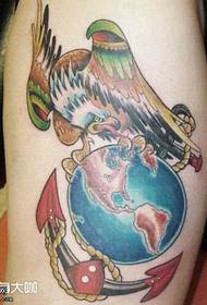 Leg Earth Eagle Tattoo Pattern