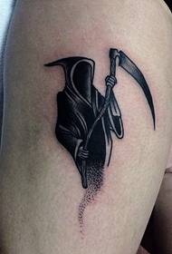black death tattoo picture on the thigh