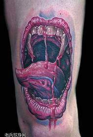 Leg Terrorist Mouth Tattoo Pattern