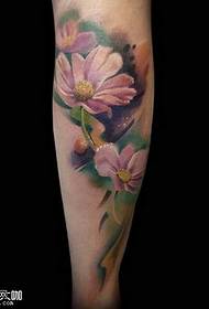 leg pink flower tattoo pattern