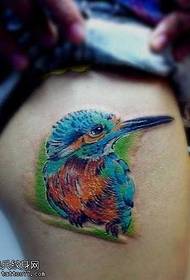 leg color bird tattoo pattern