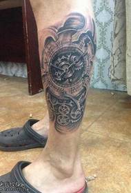 leg alarm clock machine tattoo pattern