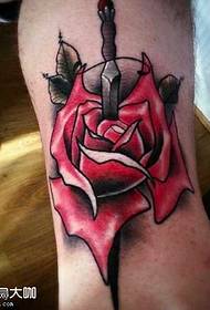leg rose Dagger tattoo pattern