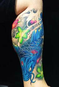 balenie teľacej farby modrej chobotnice tetovanie