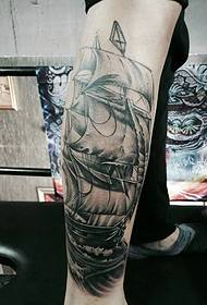 packed calf black gray sailboat tattoo pattern