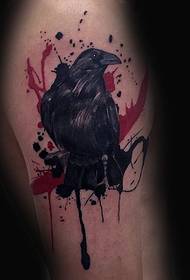 Moderan uzorak tetovaže vrane u tradicionalnom stilu u boji