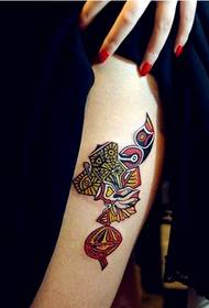 female leg color totem tattoo