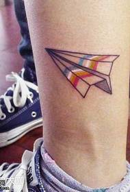 Leg paper airplane tattoo pattern