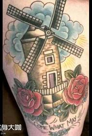 Leg Wind Tower Tattoo Pattern