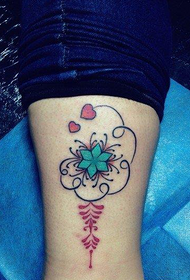 trending temperament prostitute leg color flower love tattoo