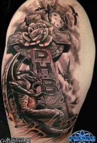 beautiful cross rose tattoo pattern