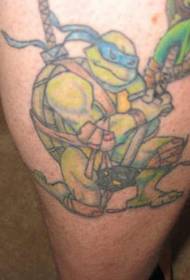 Leg Color Ninja Turtle Tattoo Pattern