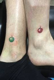 small fresh and delicate leg couple fruit tattoo pattern