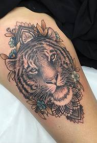 Thigh Tiger Painted Tattoo tattoo pattern