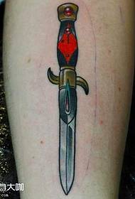 leg personality dagger tattoo pattern