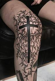 handsome cross tattoo pattern with legs