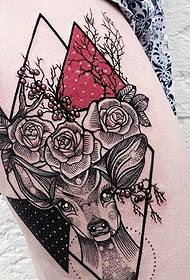 fashion girl flower leg tattoo tattoo pattern is very fashionable