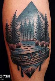 Leg Tree Boat Tattoo Pattern