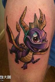 Leg Small Flying Dragon Cartoon Tattoo Pattern