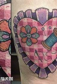 Leg Flower Heart Tattoo Pattern