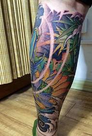 package calf color lotus with squid tattoo pattern