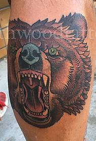 calf European and American brown bear tattoo pattern