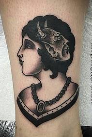 teľa čierna šedá Európske a americké dievča tetovanie vzor