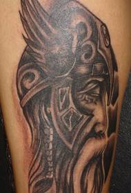 Nogica Tetovaža u obliku tužne ratnice 36639 - Uzorak tetovaže nogu akvarela u kući