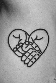 tele jednoduché tlusté linie dlaň kombinace láska tetování vzor
