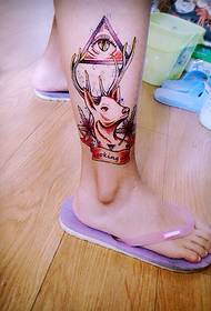 Gottes Auge und Hirsch kombiniert Bein Tattoo Tattoo