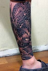 package calf traditional black and white evil dragon tattoo picture
