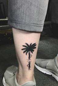 Coconut Tree Tattoo Tattoo on the Side of the Leg