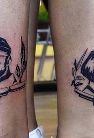 a pair of male and female portrait couple tattoo tattoos