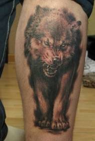 Bein Black Wolf realistische Tattoo-Muster