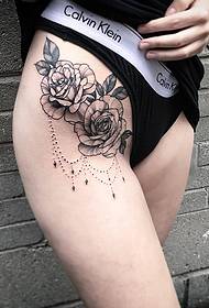 girls thigh sexy rose tattoo Tattoo pattern